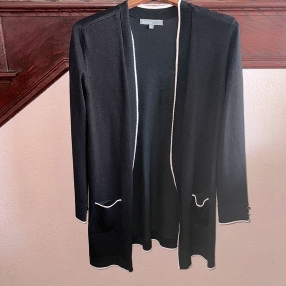 89th & Madison Black Cardigan with White Accents
